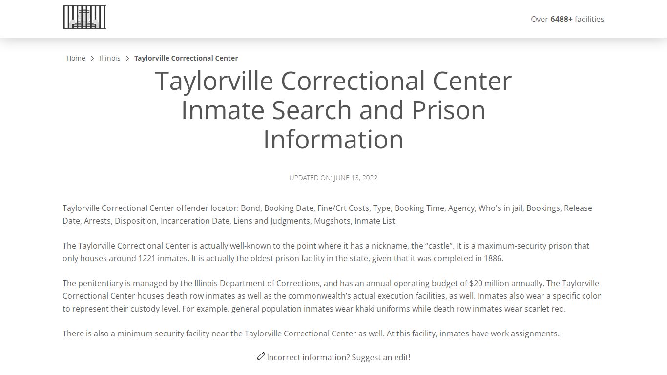 Taylorville Correctional Center Inmate Search, Visitation, Phone no ...