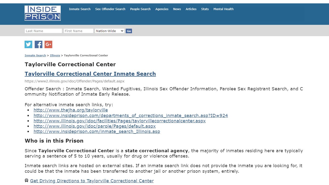 Taylorville Correctional Center - Illinois - Inmate Search - Inside Prison